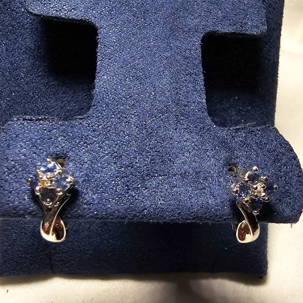 10K Palladium blue gemstones